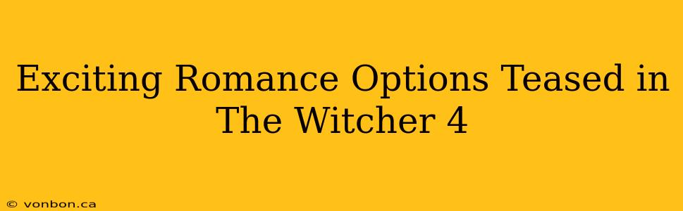 Exciting Romance Options Teased in The Witcher 4