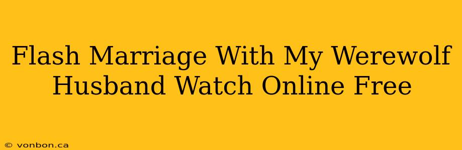 Flash Marriage With My Werewolf Husband Watch Online Free