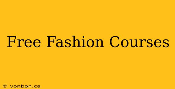 Free Fashion Courses