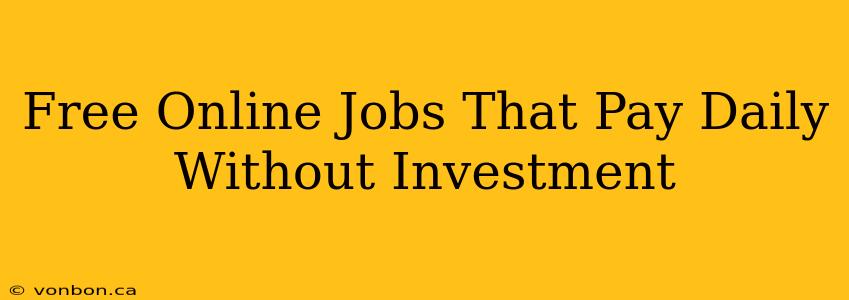 Free Online Jobs That Pay Daily Without Investment