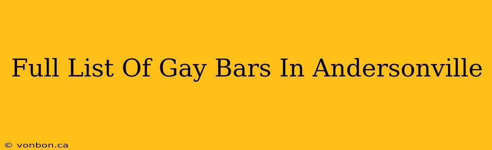 Full List Of Gay Bars In Andersonville