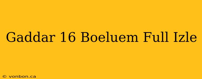 Gaddar 16 Boeluem Full Izle