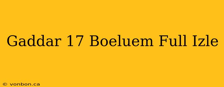 Gaddar 17 Boeluem Full Izle