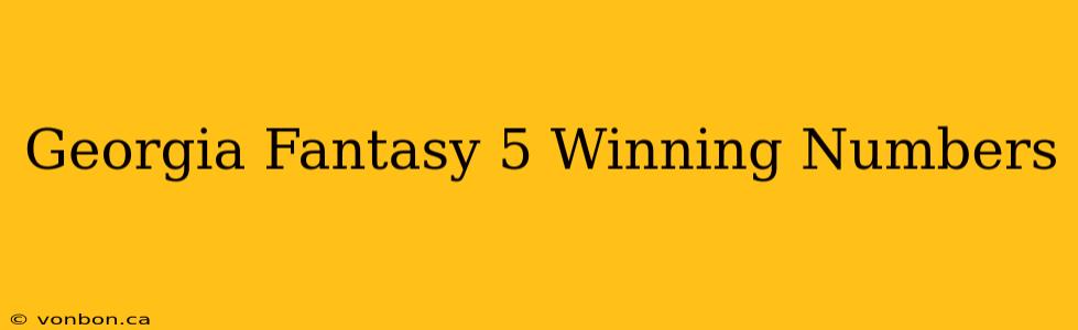 Georgia Fantasy 5 Winning Numbers