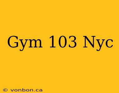 Gym 103 Nyc