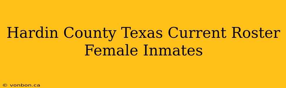 Hardin County Texas Current Roster Female Inmates