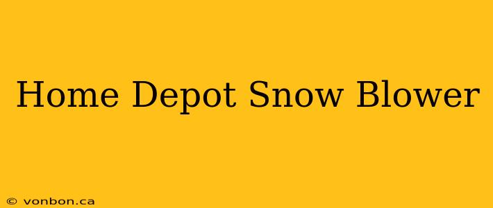 Home Depot Snow Blower