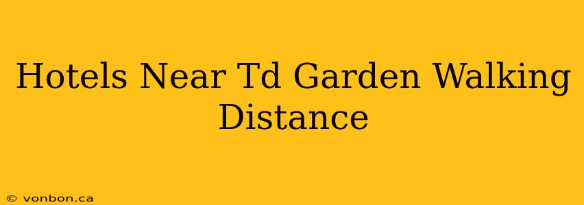 Hotels Near Td Garden Walking Distance