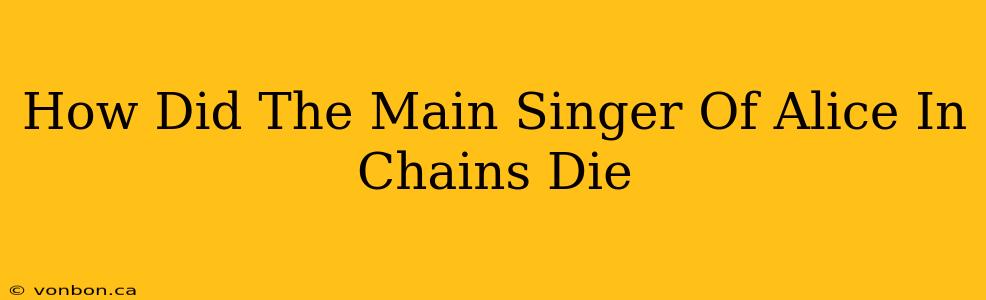 How Did The Main Singer Of Alice In Chains Die