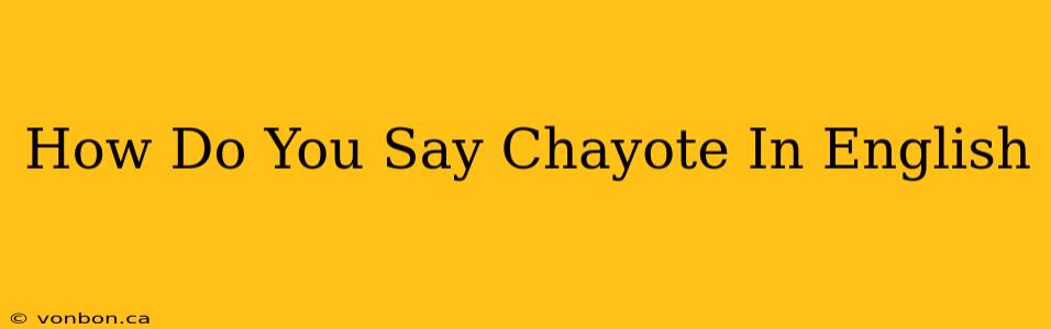 How Do You Say Chayote In English