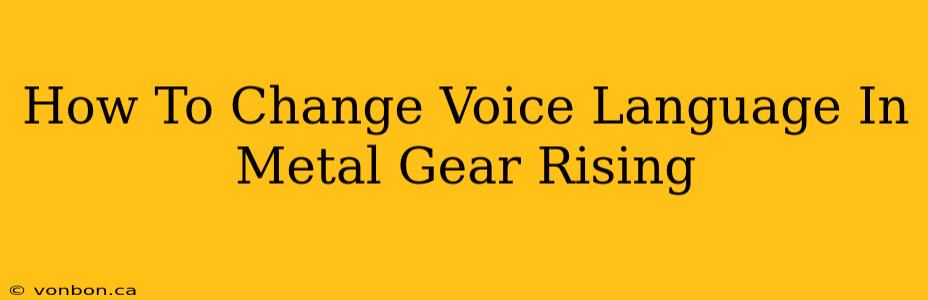 How To Change Voice Language In Metal Gear Rising