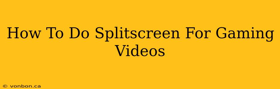 How To Do Splitscreen For Gaming Videos