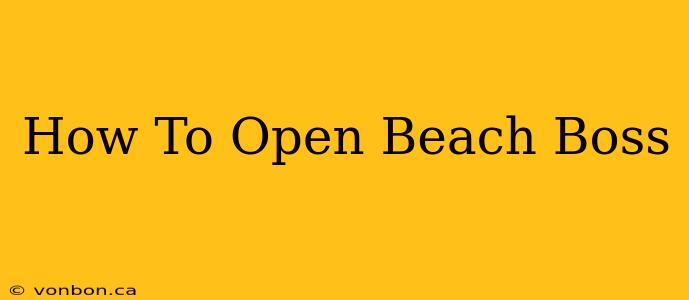 How To Open Beach Boss