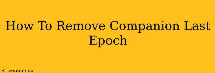 How To Remove Companion Last Epoch