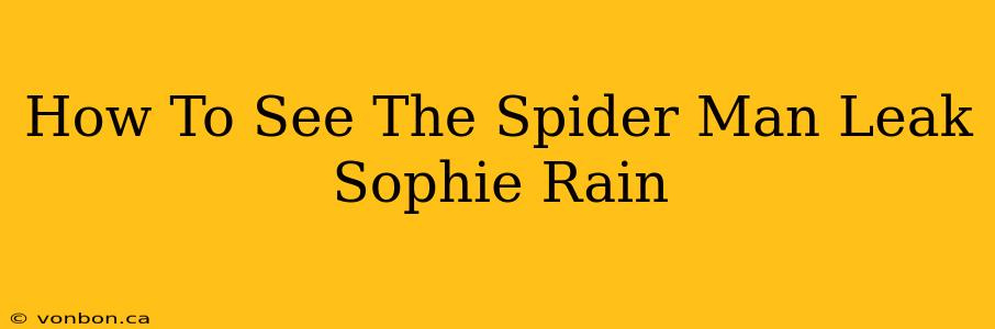 How To See The Spider Man Leak Sophie Rain