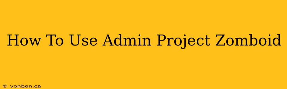 How To Use Admin Project Zomboid