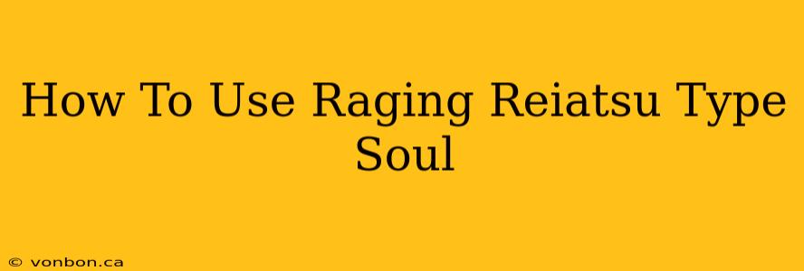 How To Use Raging Reiatsu Type Soul