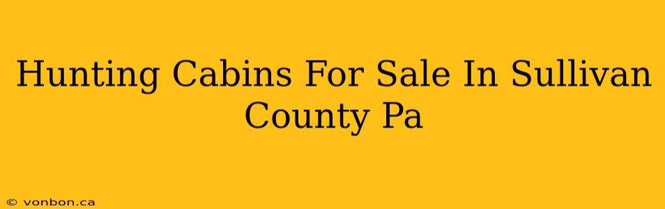 Hunting Cabins For Sale In Sullivan County Pa