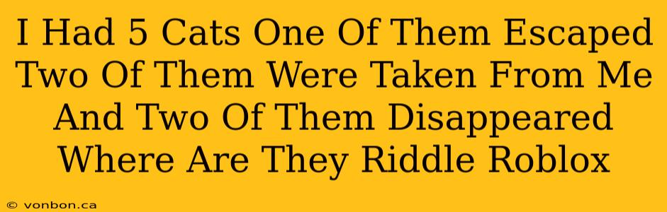 I Had 5 Cats One Of Them Escaped Two Of Them Were Taken From Me And Two Of Them Disappeared Where Are They Riddle Roblox