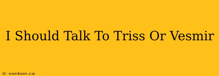 I Should Talk To Triss Or Vesmir