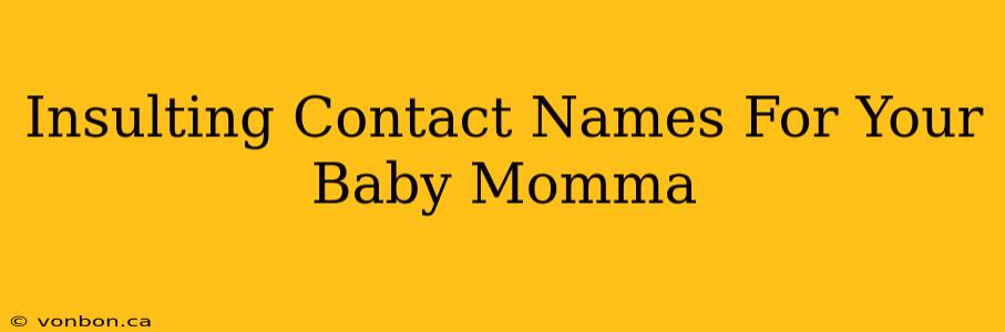 Insulting Contact Names For Your Baby Momma