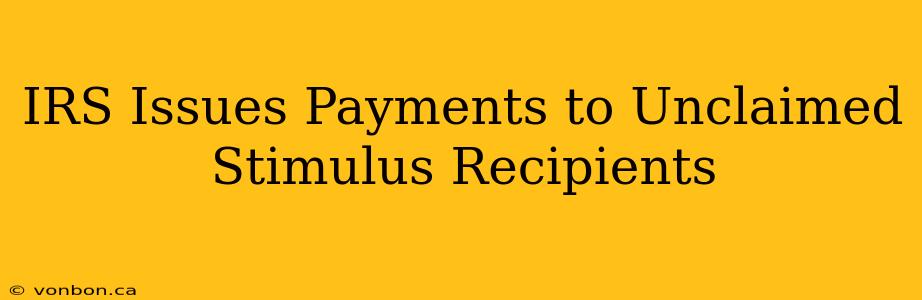 IRS Issues Payments to Unclaimed Stimulus Recipients