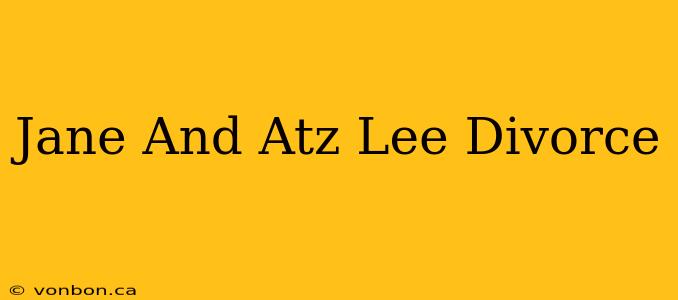 Jane And Atz Lee Divorce