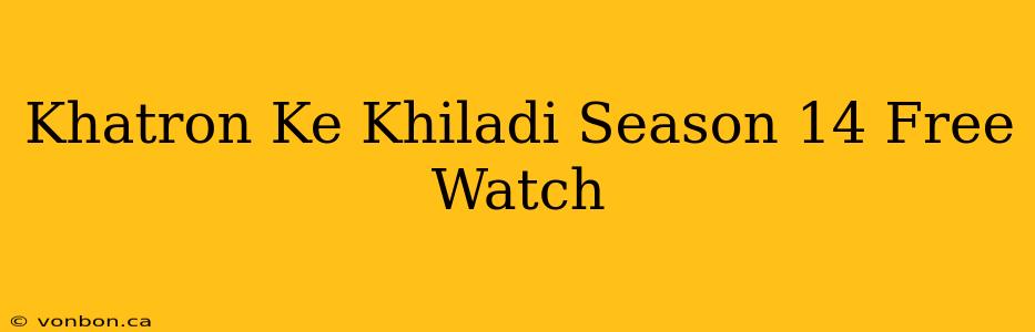 Khatron Ke Khiladi Season 14 Free Watch