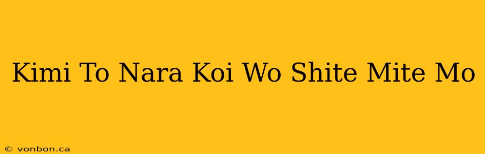 Kimi To Nara Koi Wo Shite Mite Mo