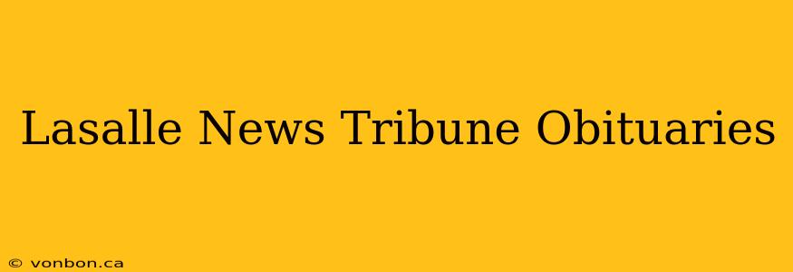 Lasalle News Tribune Obituaries