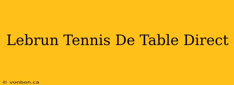 Lebrun Tennis De Table Direct