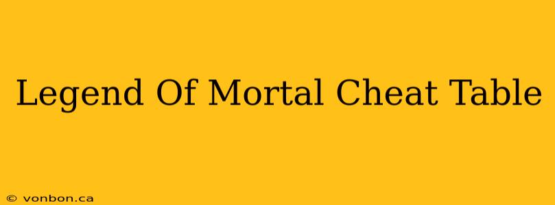 Legend Of Mortal Cheat Table