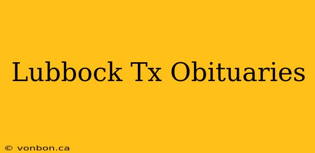 Lubbock Tx Obituaries