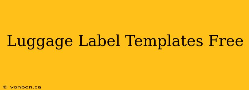 Luggage Label Templates Free