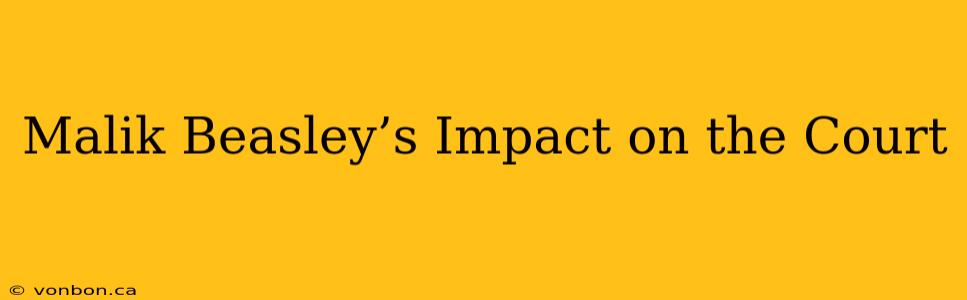 Malik Beasley’s Impact on the Court