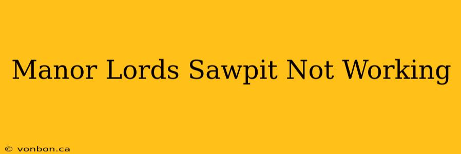 Manor Lords Sawpit Not Working