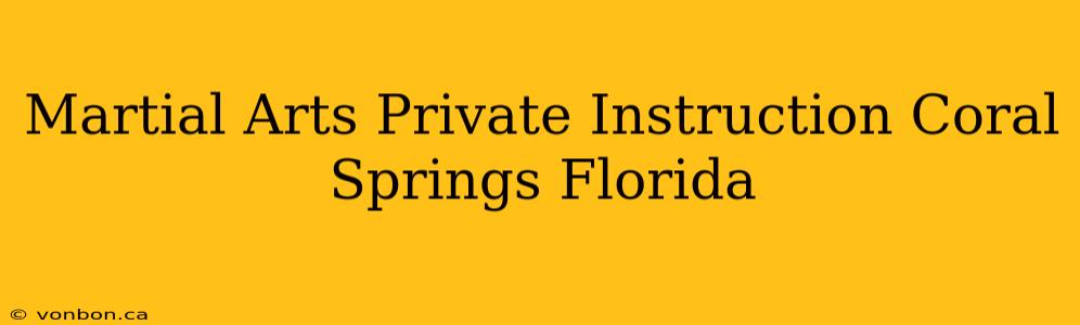 Martial Arts Private Instruction Coral Springs Florida