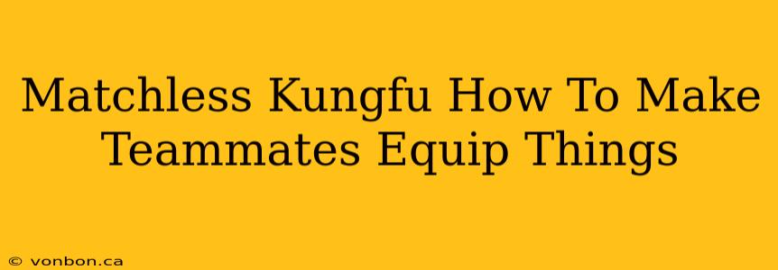 Matchless Kungfu How To Make Teammates Equip Things