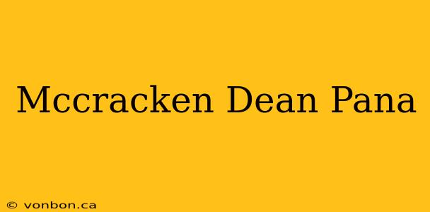 Mccracken Dean Pana