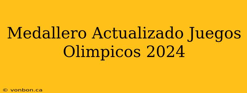 Medallero Actualizado Juegos Olimpicos 2024