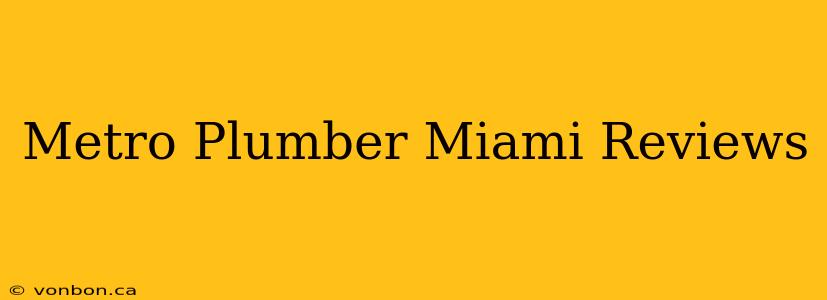 Metro Plumber Miami Reviews