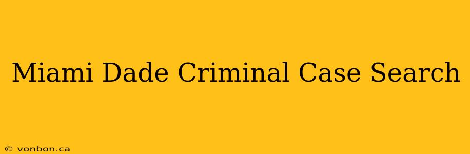 Miami Dade Criminal Case Search