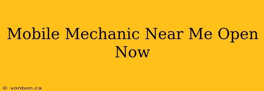 Mobile Mechanic Near Me Open Now