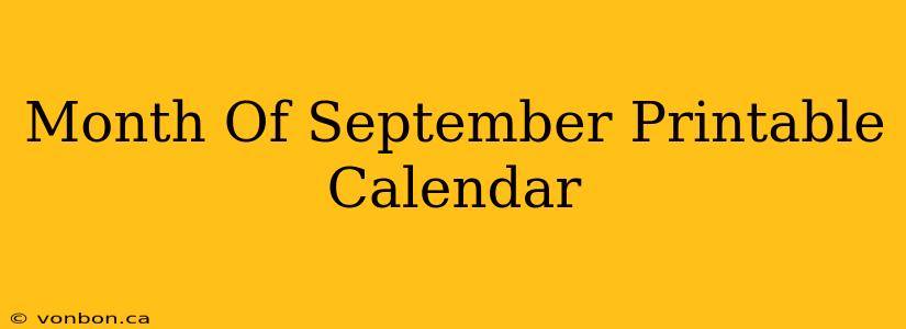 Month Of September Printable Calendar