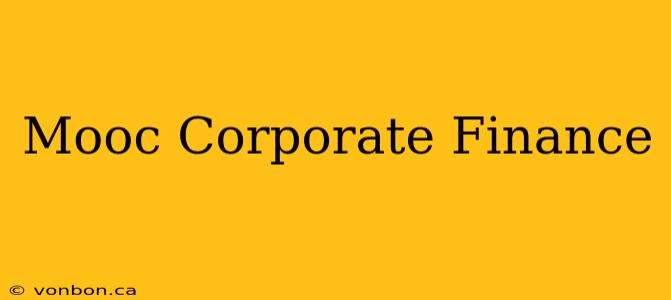 Mooc Corporate Finance