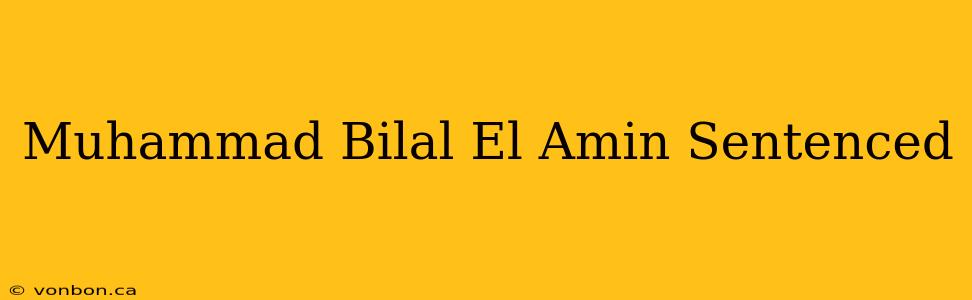 Muhammad Bilal El Amin Sentenced