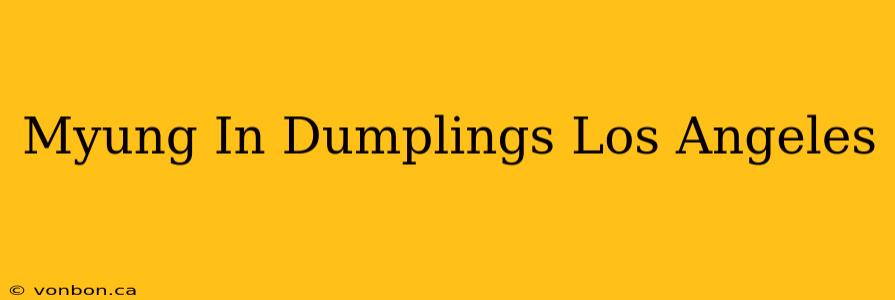 Myung In Dumplings Los Angeles