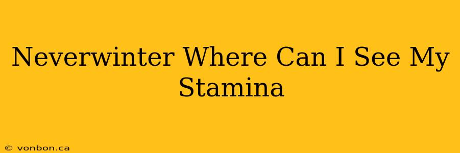 Neverwinter Where Can I See My Stamina