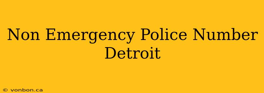 Non Emergency Police Number Detroit