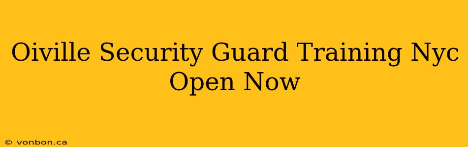 Oiville Security Guard Training Nyc Open Now